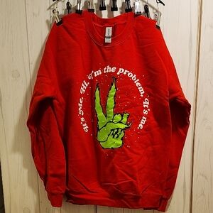 Gildan Red Sweatshirt with Green Graphic - New